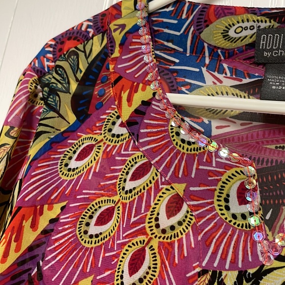 Chico’s Additions Multicolor Semi Sheer Blouse Size 1 - Picture 16 of 17